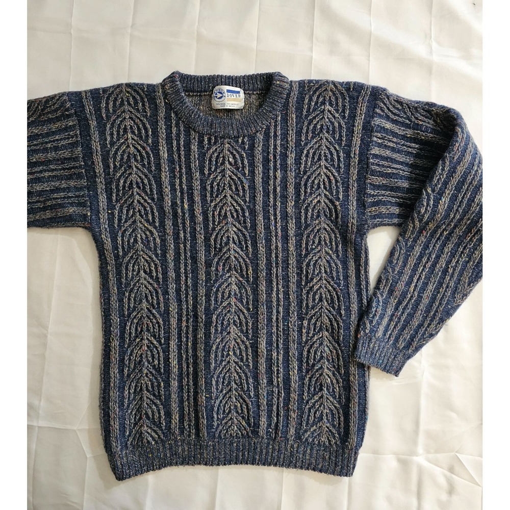 Vintage Arrow Dover Blue Wool‎ blend Fisherman Sweater L
